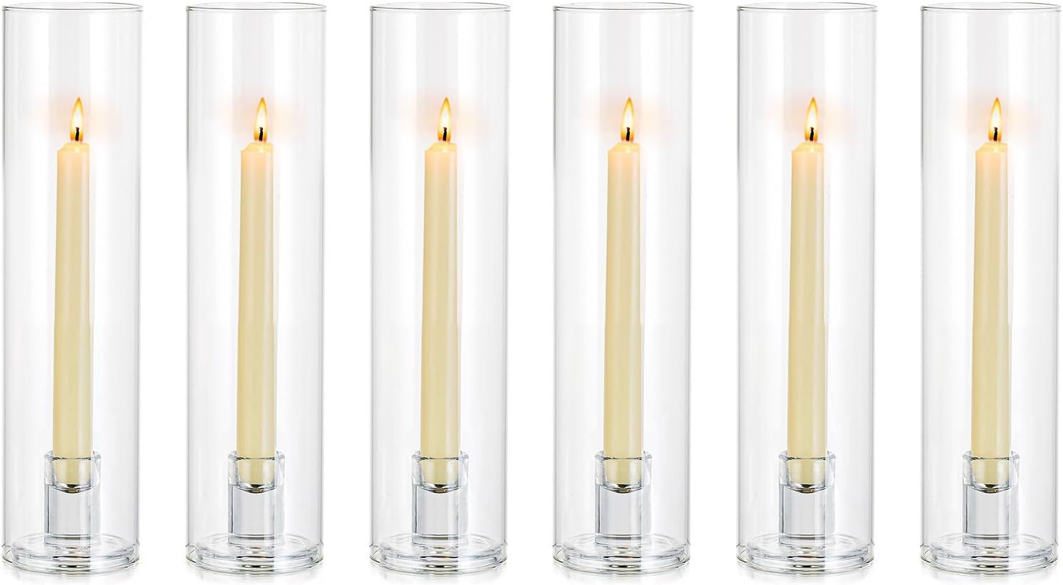 NUPTIO Candle Stick Candle Holder: Clear Glass Hurricane Candle Holders for Taper Candles 6 Pcs M... | Amazon (US)