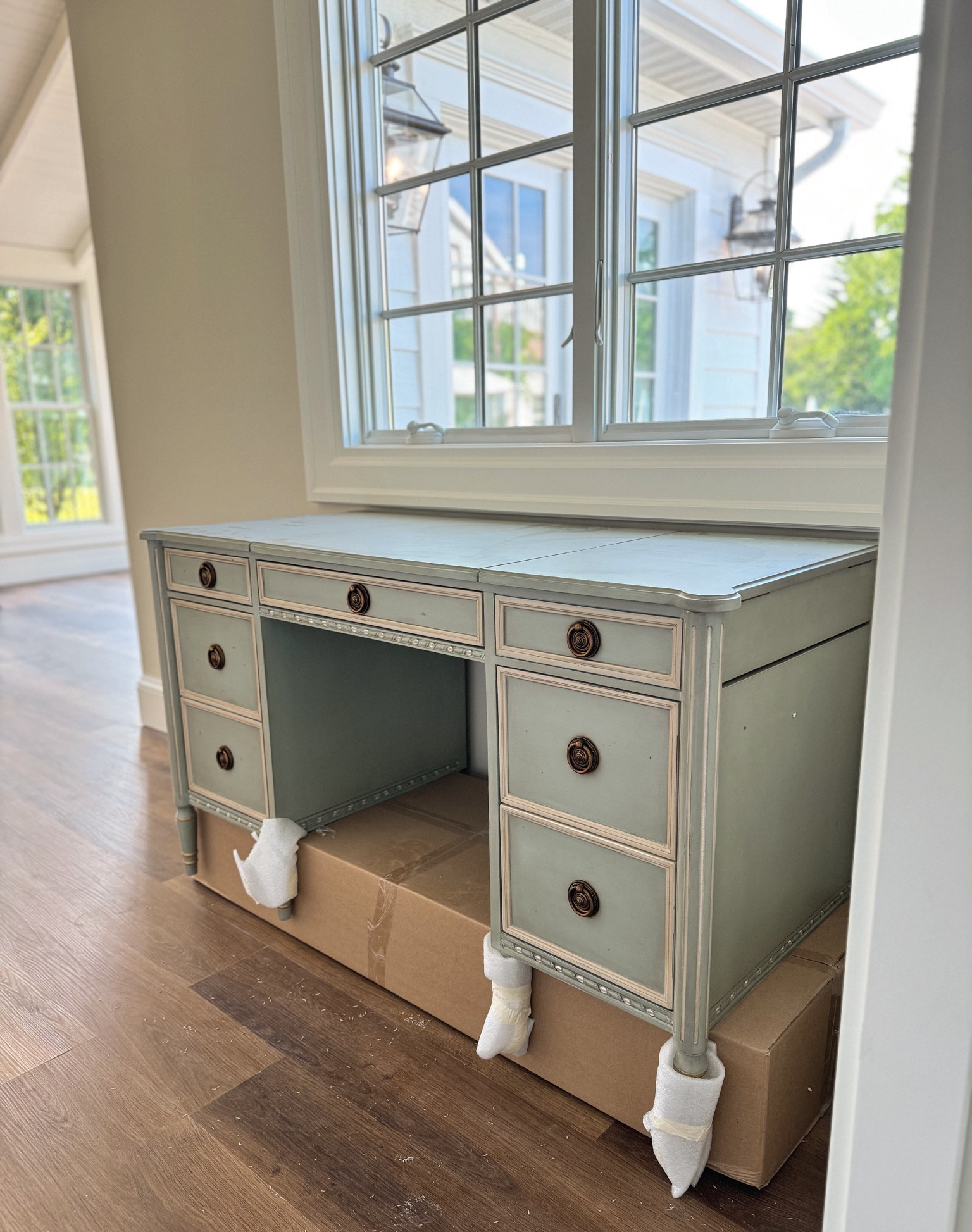 My new makeup vanity arrived! Not set up yet & in the middle of construction, but she is so pretty still cant wait to get her set up and use her! 

#LTKHome