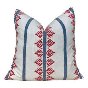 Designer Fern Stripe Pillow in Blue and Red. Accent Stripe Pillow, Decorative Pillow Cover, Desig... | Etsy (Global)