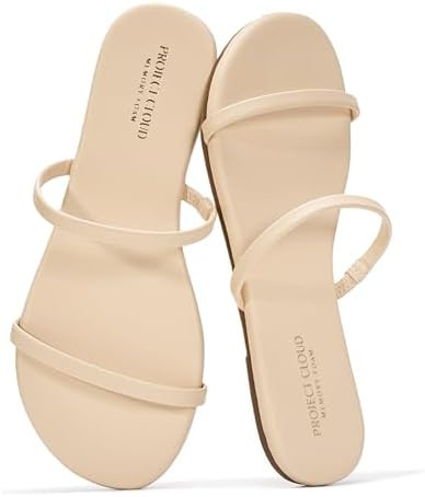Project Cloud Summer Sandals for Women 2026 - Memory Foam Insole and Vegan Leather Beach Flip Flo... | Amazon (US)
