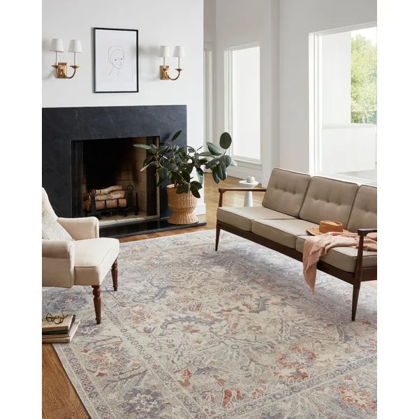 Rectangle 6'3" X 9' Rosemarie Oriental Oatmeal/Lavender Area Rug | Wayfair North America