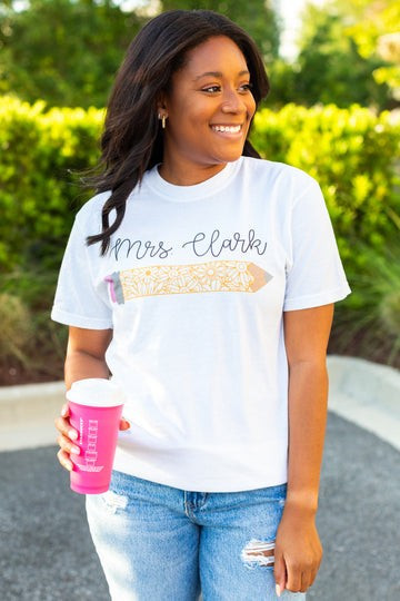 Make It Yours™ 'Floral Pencil' T-Shirt | United Monograms