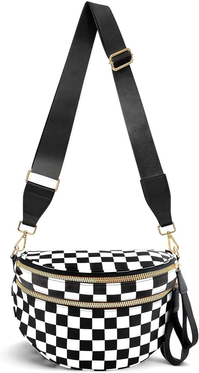 Crossbody Bags for Women Men Nylon Bum Bag Spacious Trendy Fanny Pack Large Sling Bags with Adjus... | Amazon (US)