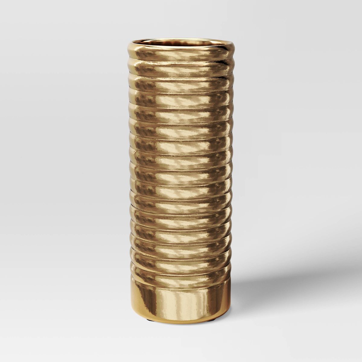 Metal Ribbed Decorative Vase Gold - Threshold™ | Target