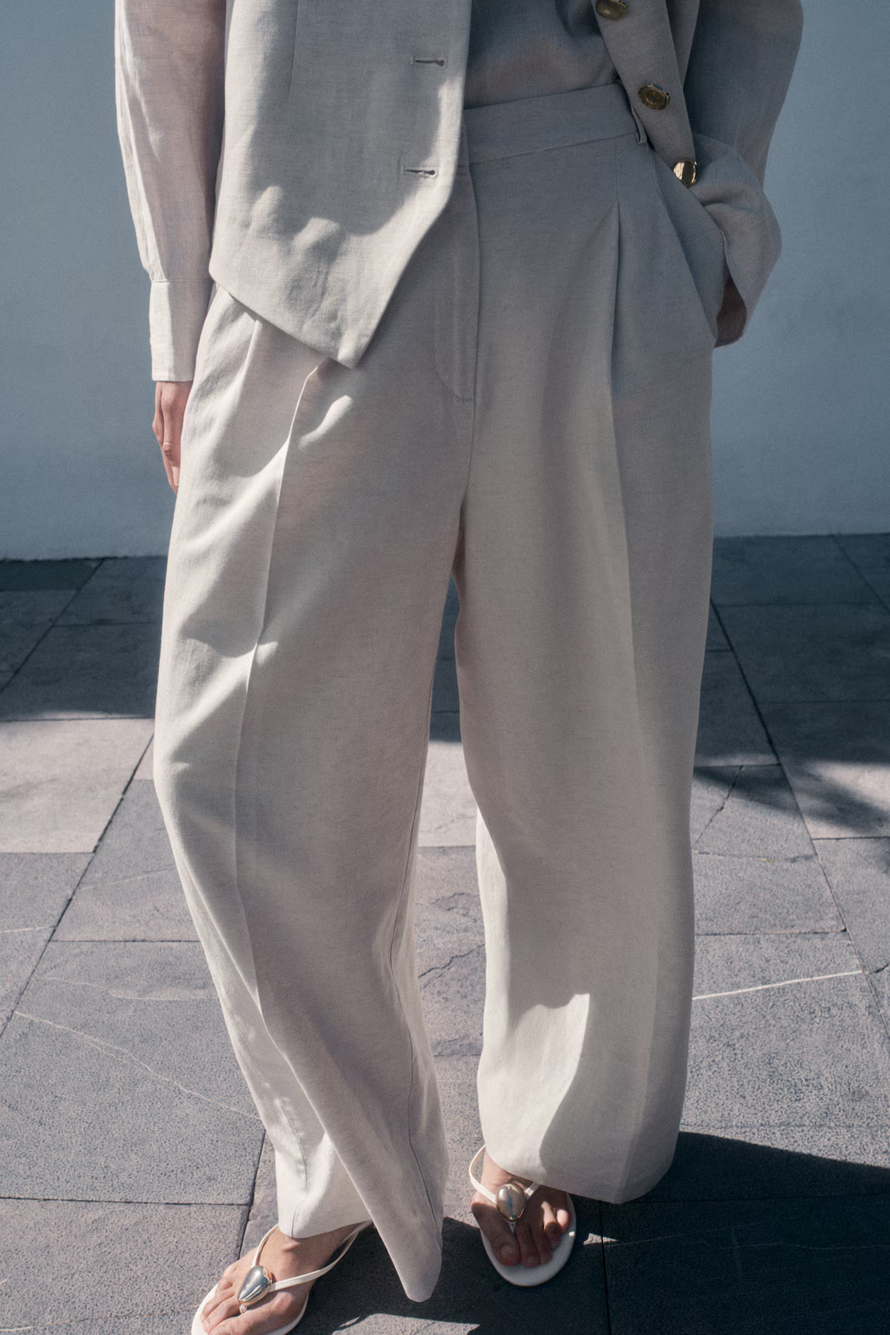 Wide linen-blend trousers | H&M (UK, MY, IN, SG, PH, TW, HK)