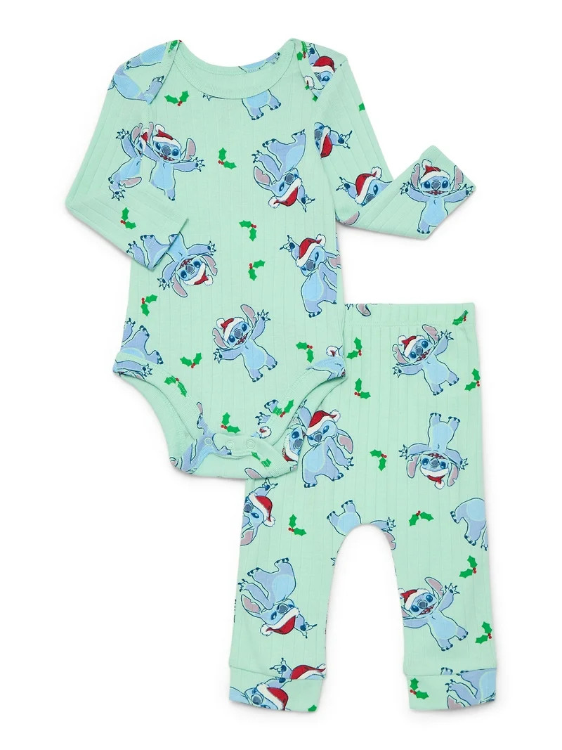 Stitch Baby Boys Christmas Graphic Bodysuit and Jogger Pants Set, 2-Piece, Sizes 0M-12M | Walmart (US)