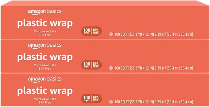 Amazon Basics Plastic Wrap, 300 Sq Ft, Pack of 3, 100 Sq Ft Rolls, Packaging May Vary | Amazon (US)
