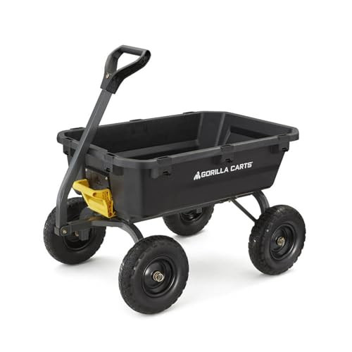 Gorilla Carts 7GCG-NF Heavy-Duty Poly Dump Garden Cart with No-Flat Tires, 7 Cubic Feet, 1200-Pound Capacity, Black, Amazon Exclusive | Amazon (US)