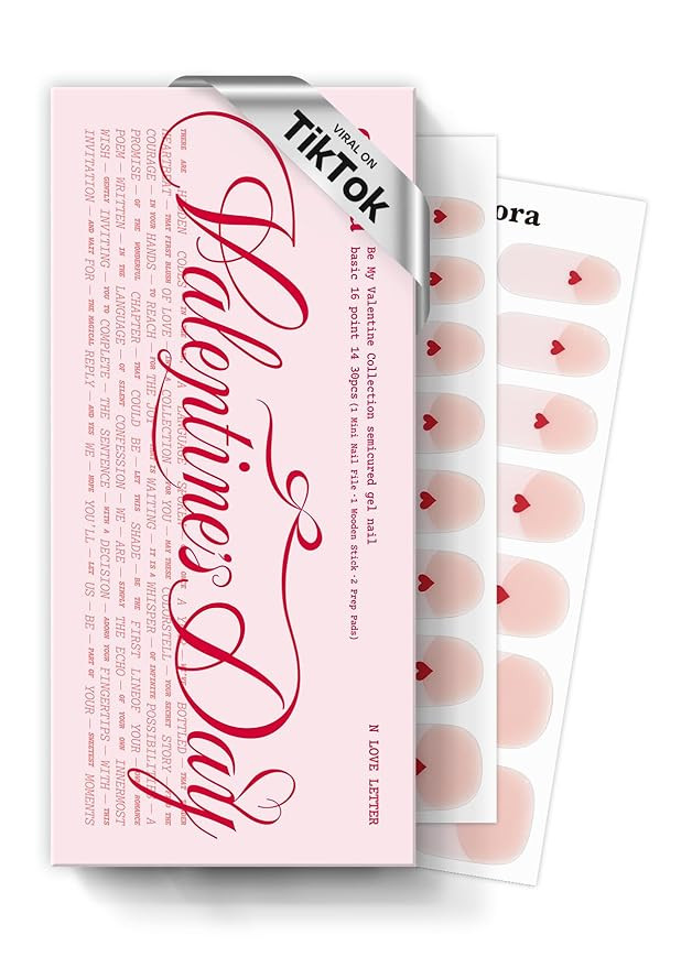 ohora Semi Cured Gel Nail Strips (N Love Letter) - Works with Any Lamps, Salon-Quality, Long Last... | Amazon (US)