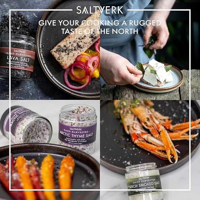 Saltverk Salt Gift Set of 4 Lava, Birch Smoked, Arctic Thyme, Flaky Sea Salt Sampler - Hand Harve... | Amazon (US)