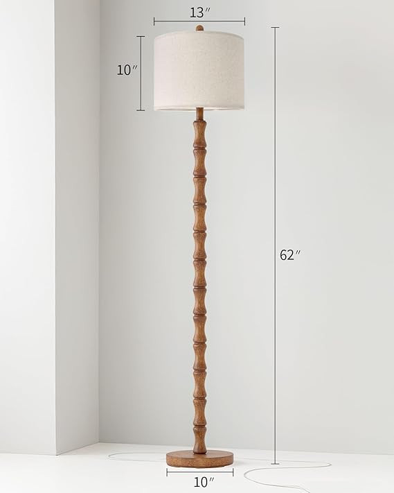 BOBOMOMO 62" Rustic Floor Lamp for Living Room, Retro Farmhouse Floor Lamp Rotary Switch, Resin S... | Amazon (US)