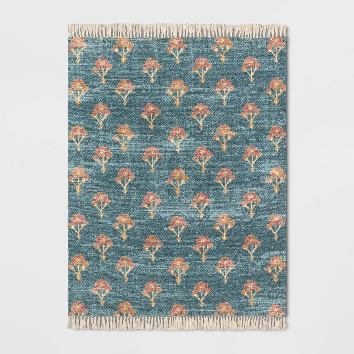 Floral Block Printed Blue Rug Blue - Threshold™ | Target