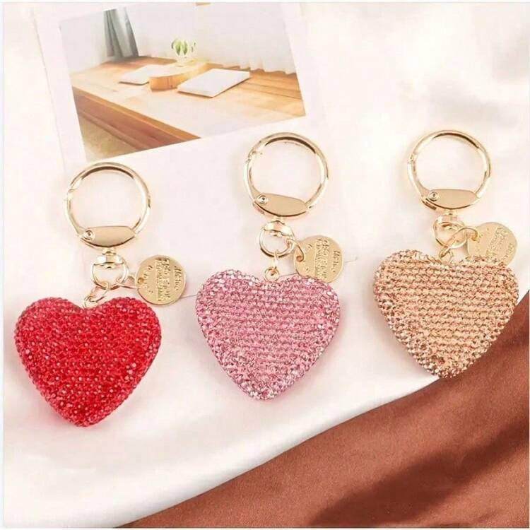 Hot Full Diamond Heart Keychain Car Key Pendant Fashion Tag Openable Heart Key Ring 99RG KDVR YCQV | SHEIN