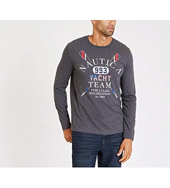 Nautica Men's Long Sleeve Crew Neck Graphic T-Shirt | Amazon (US)