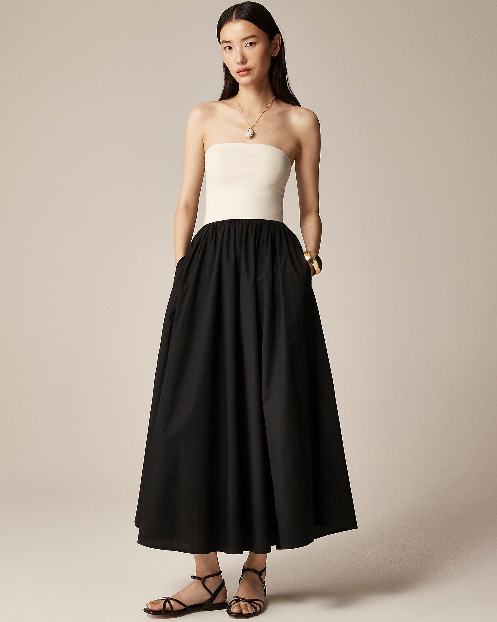 Strapless colorblock mixy dress | J. Crew US