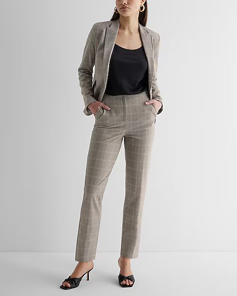 Editor Super High Waisted Plaid Straight Ankle Pant | Express (Pmt Risk)