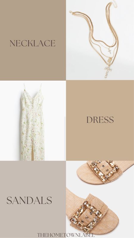 Cross necklace
Spring dress
Rhinestone sandals 

#LTKSeasonal