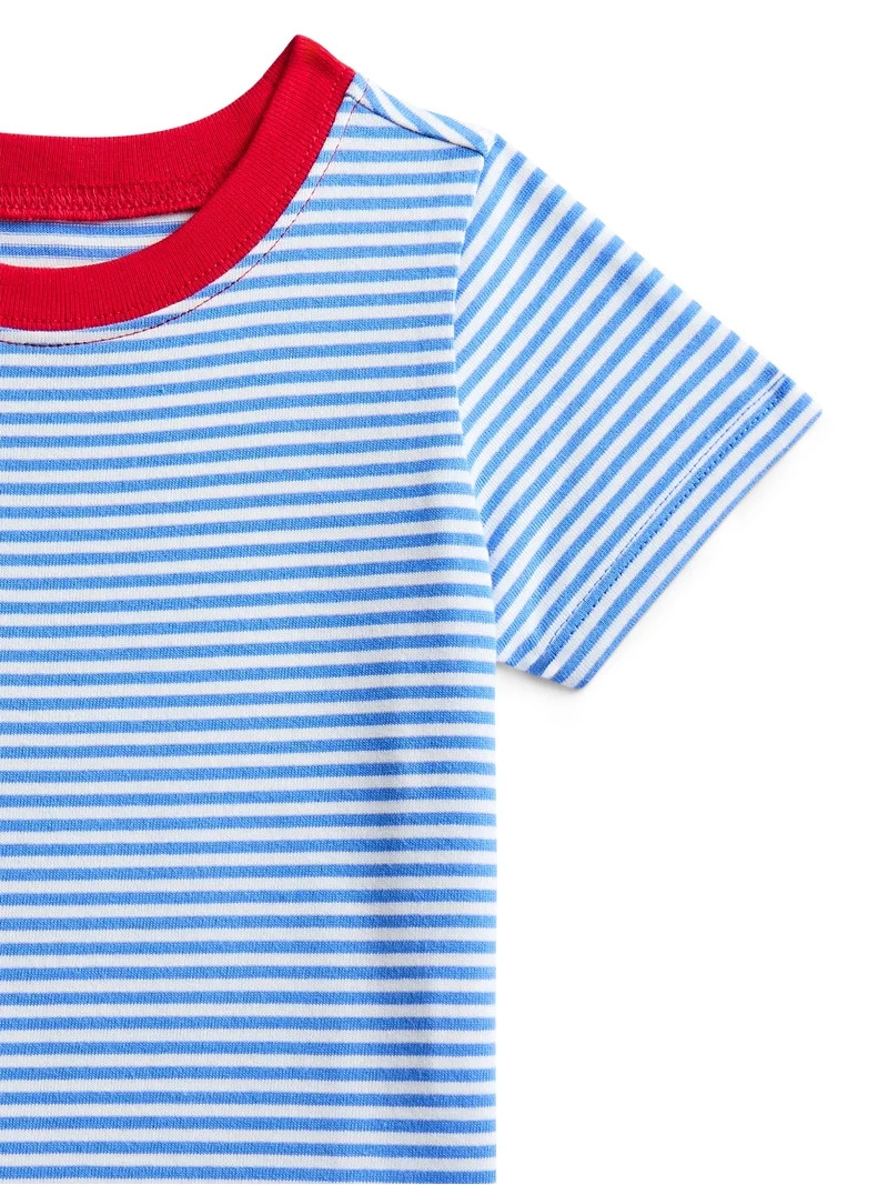 Wonder Nation Baby Boys Striped Tee with Short Sleeves, Sizes 0-24 Months | Walmart (US)