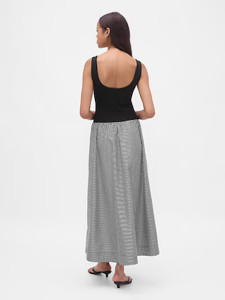 Mixed Media Drop-Waist Maxi Dress | Gap (US)
