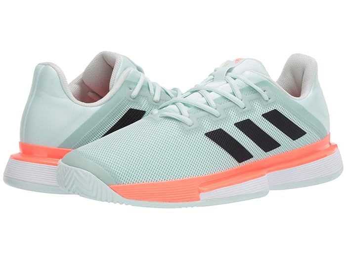 adidas SoleMatch Bounce (Dash Green/Core Black/Signal Coral) Men's Tennis Shoes | Zappos