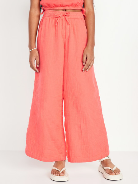 Loose Printed High-Waisted Double-Weave Wide-Leg Pants for Girls | Old Navy (US)