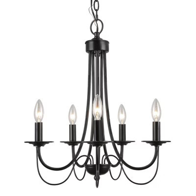 LNC Mocha 5-Lights 18.5" Modern Candle Small Chandelier,Black | Target