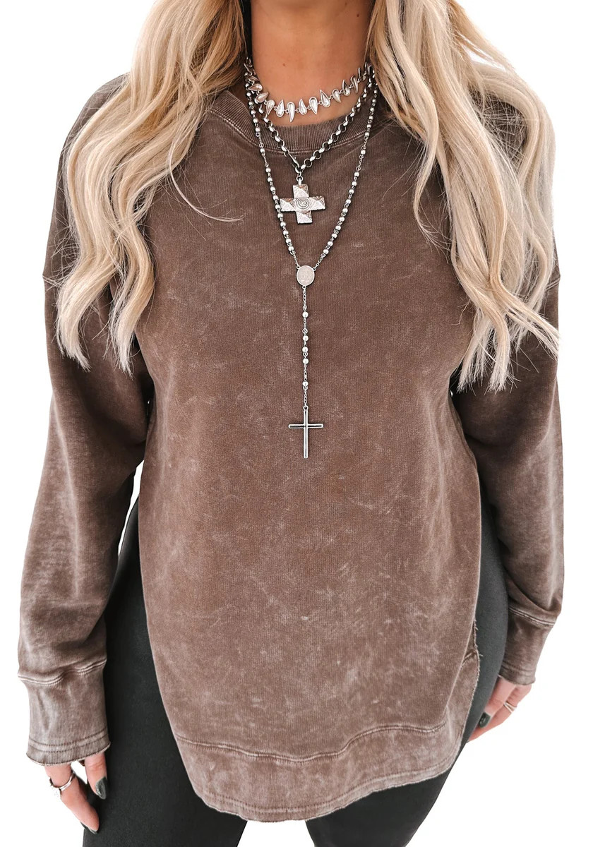 FEEL GOOD SIDE SLIT SWEATSHIRT | Pebby Forevee