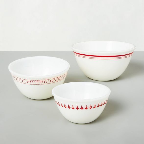 3pc Seasonal Nesting Serve Bowls Red/White - Hearth & Hand™ with Magnolia | Target