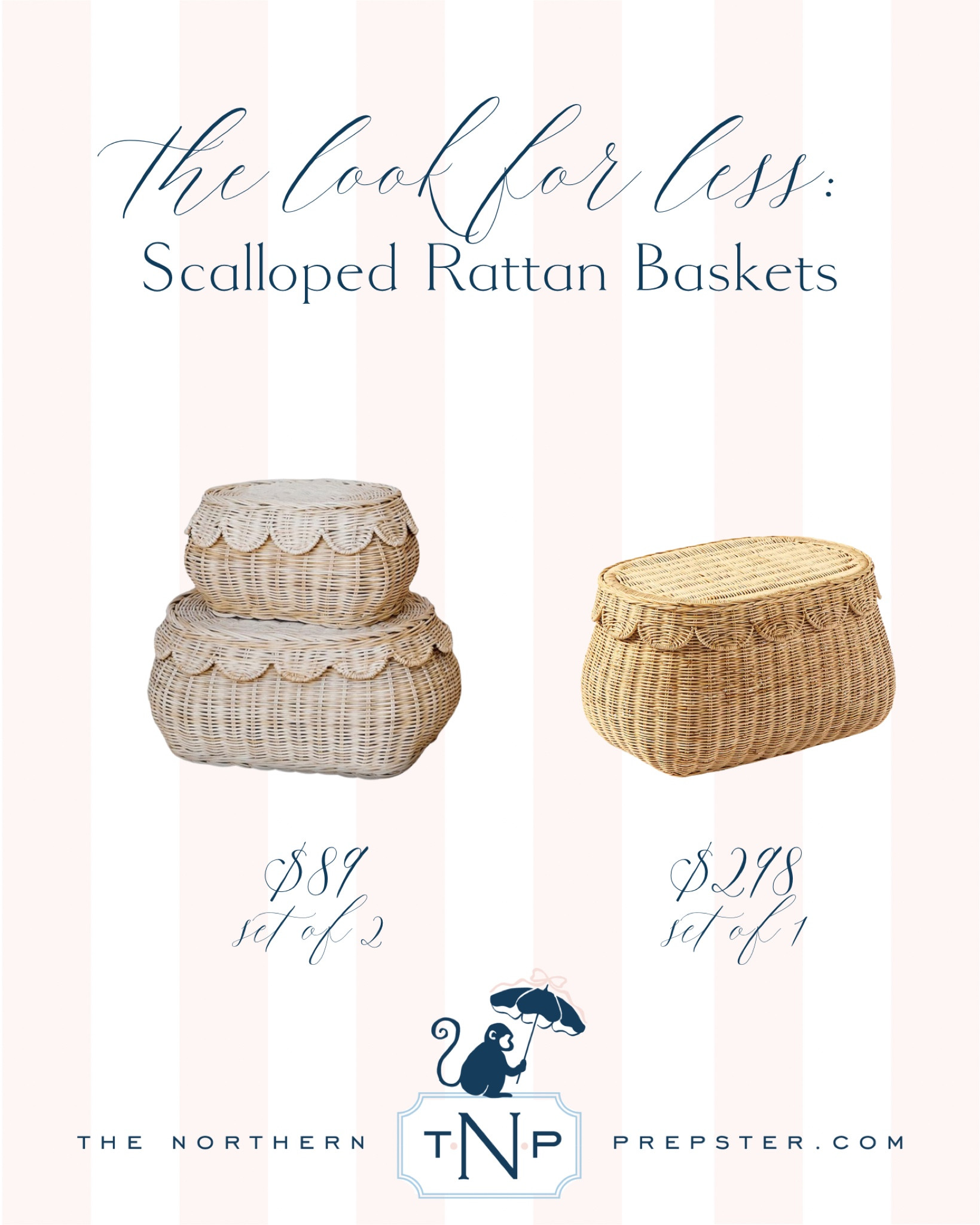 These cute scalloped rattan baskets - look for less!

#LTKHome #LTKSaleAlert #LTKFindsUnder100