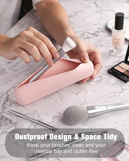 FERYES Large Travel Makeup Brush Holder, Magnetic Anti-fall Out Silicon Portable Cosmetic Face Br... | Amazon (US)