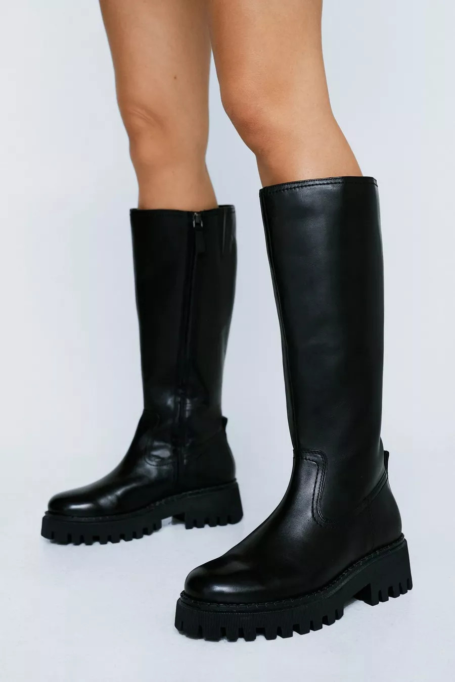 Real Leather Chunky Knee High Boot | Nasty Gal (US)