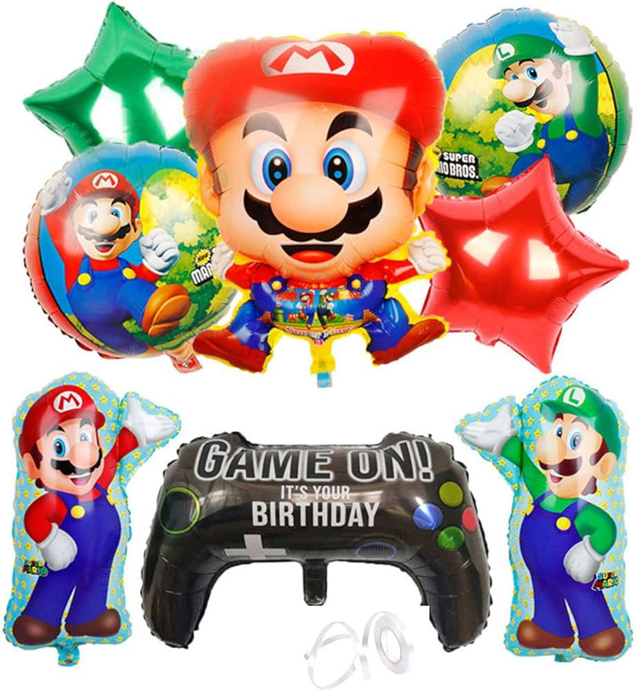 Mari-o Brothers Balloons Mary Balloons Mari-o Party Supplies Birthday Party Decorations, Set of 9... | Amazon (US)
