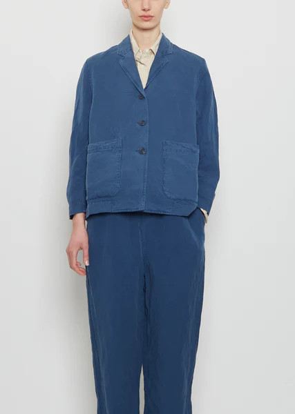 Workwear Puddy Linen Jacket — Blue | La Garconne