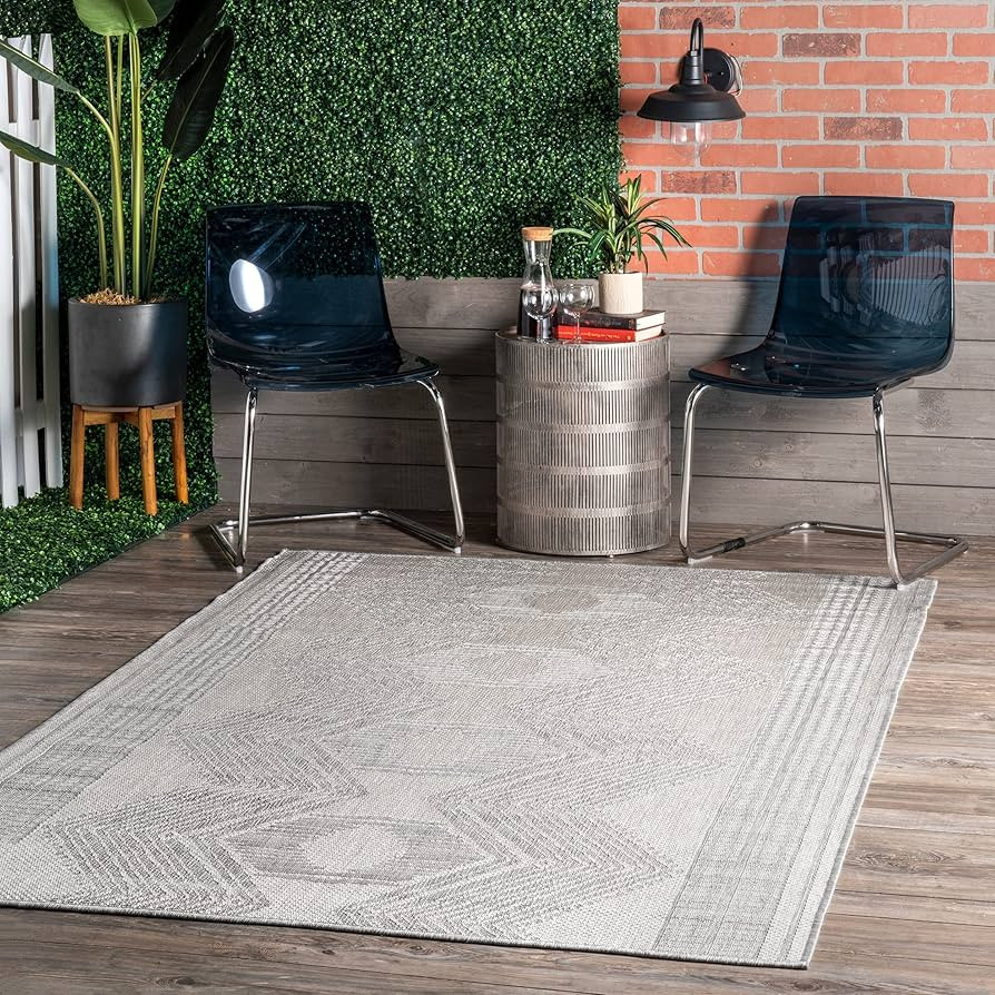 nuLOOM Ranya Tribal Indoor/Outdoor Area Rug, 8x10, Light Grey | Amazon (US)