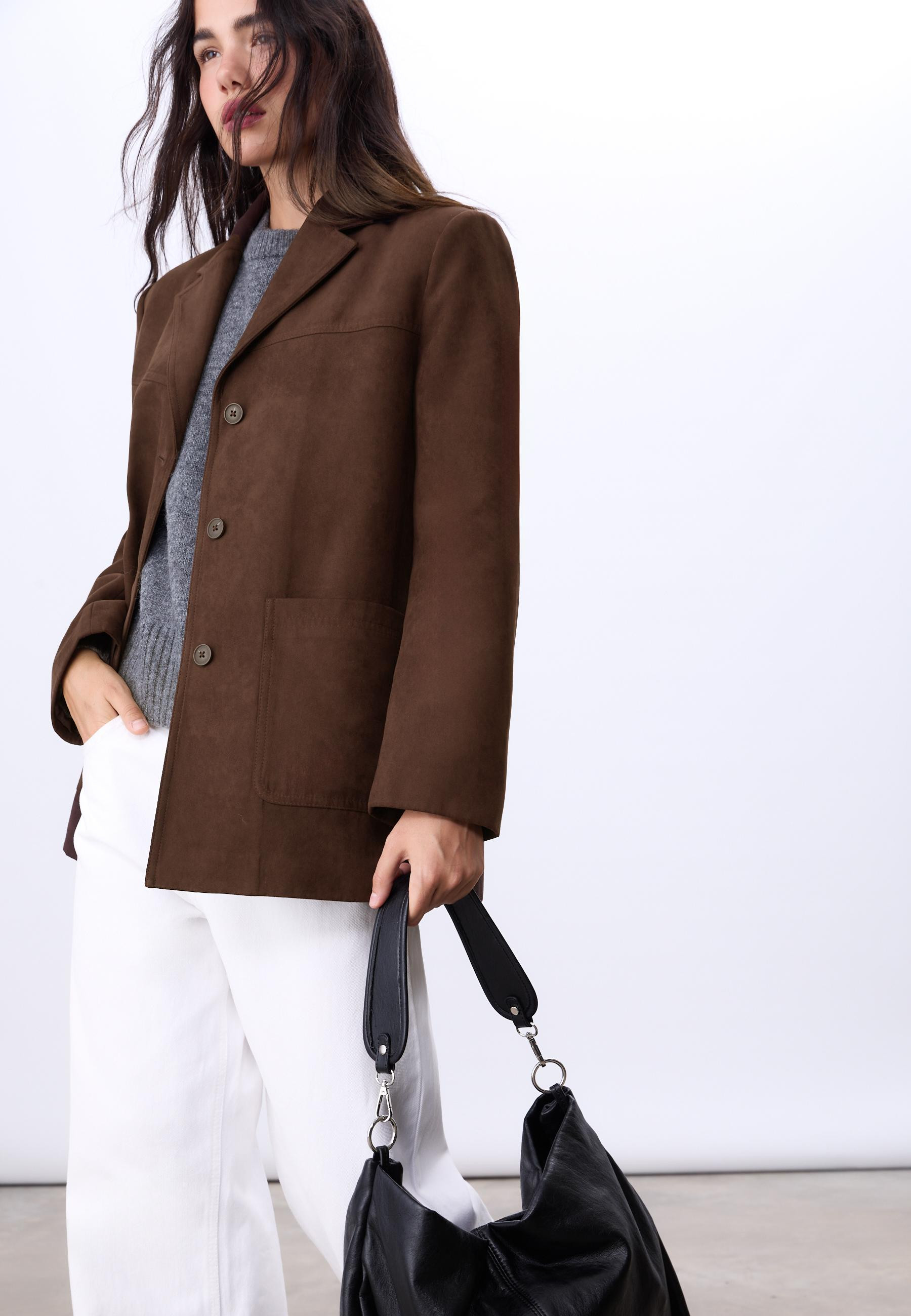 Regular fit faux suede blazer | Stradivarius (UK)