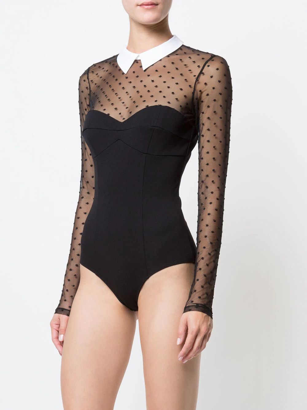 Dotted Tulle collared bodysuit | Farfetch Global