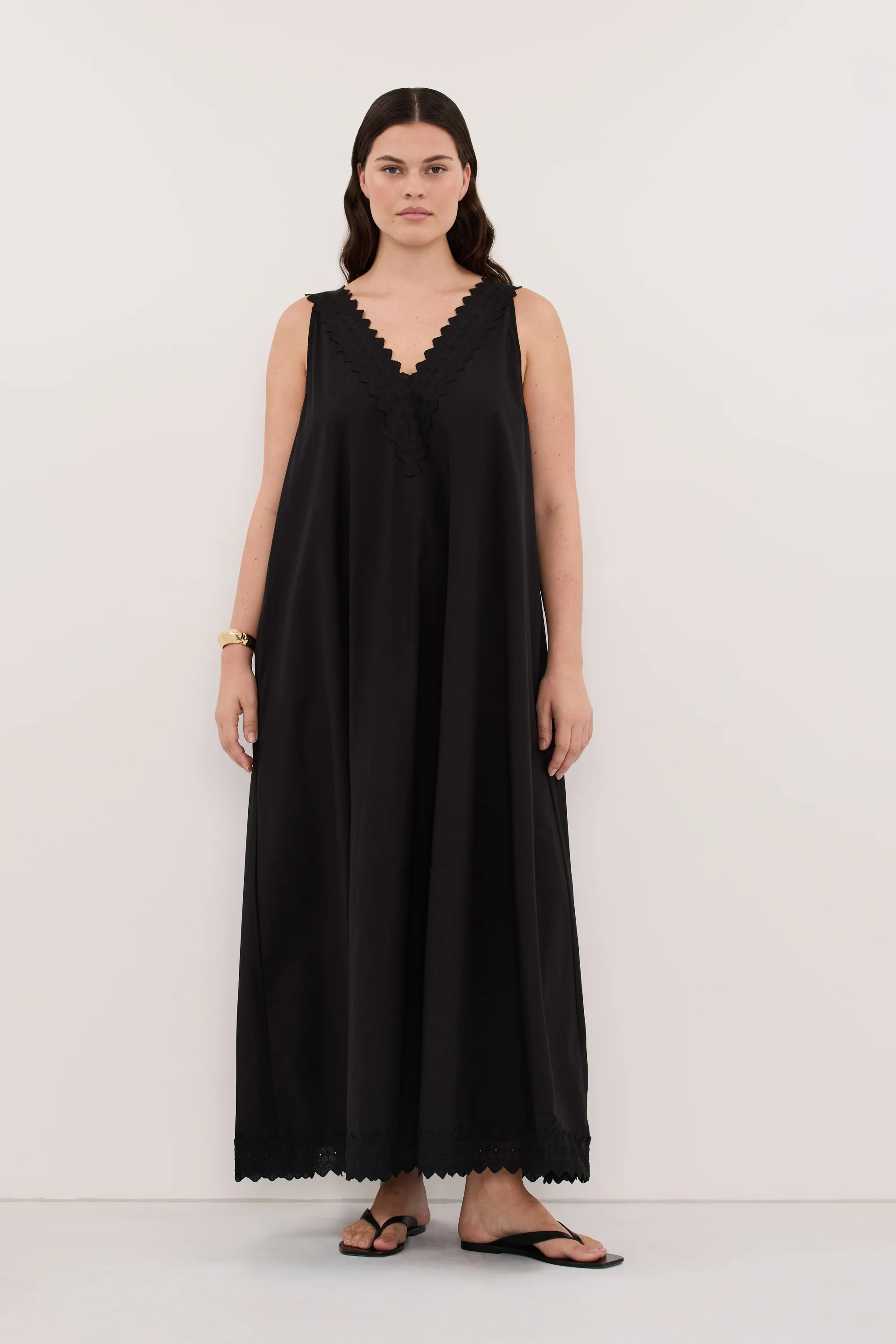 ANNABEL BLACK V NECK MIDI DRESS | DISSH
