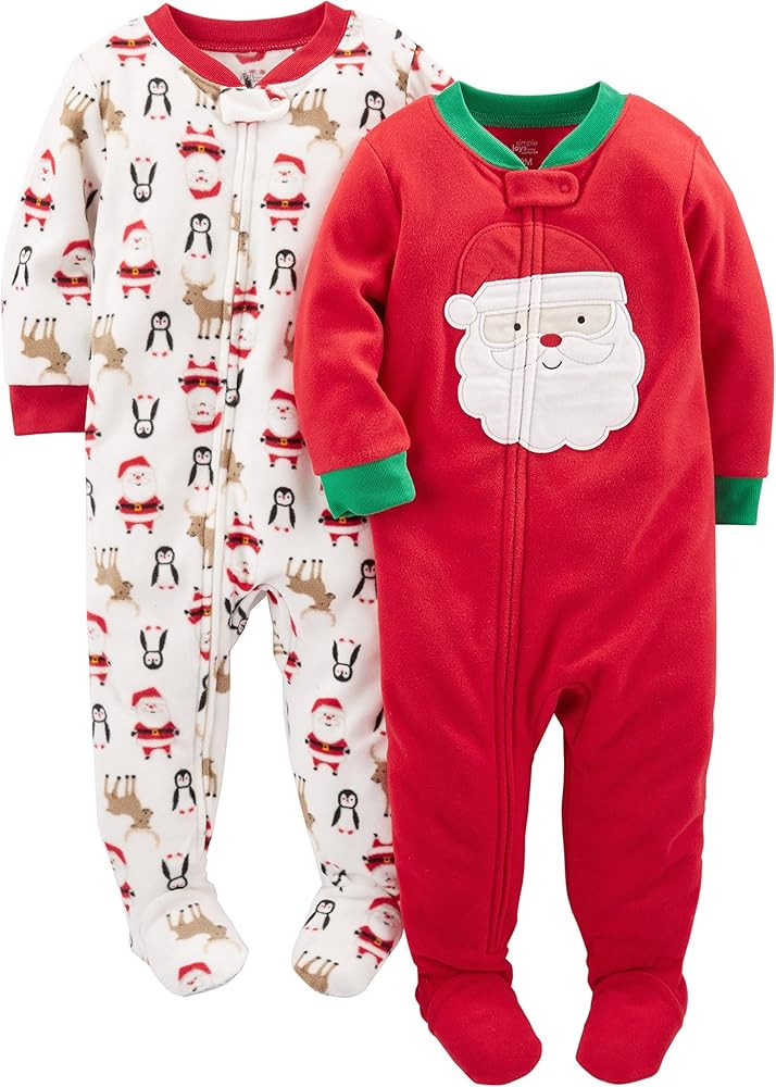Simple Joys by Carter's Kids' Holiday Loose-fit Flame Resistant Fleece Footed Pajamas | Amazon (US)
