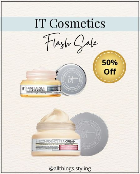 IT COSMETICS Flash Sale. 50% Off my favorite daily moisturizer and eye cream.  Perfect hydrating skincare combo for all skin types 🌸

IT Cosmetics Sale, Confidence in a Cream skincare, IT Cosmetics eye cream, anti aging skincare favorites 

#LTKover40 #LTKbeauty #LTKsalealert