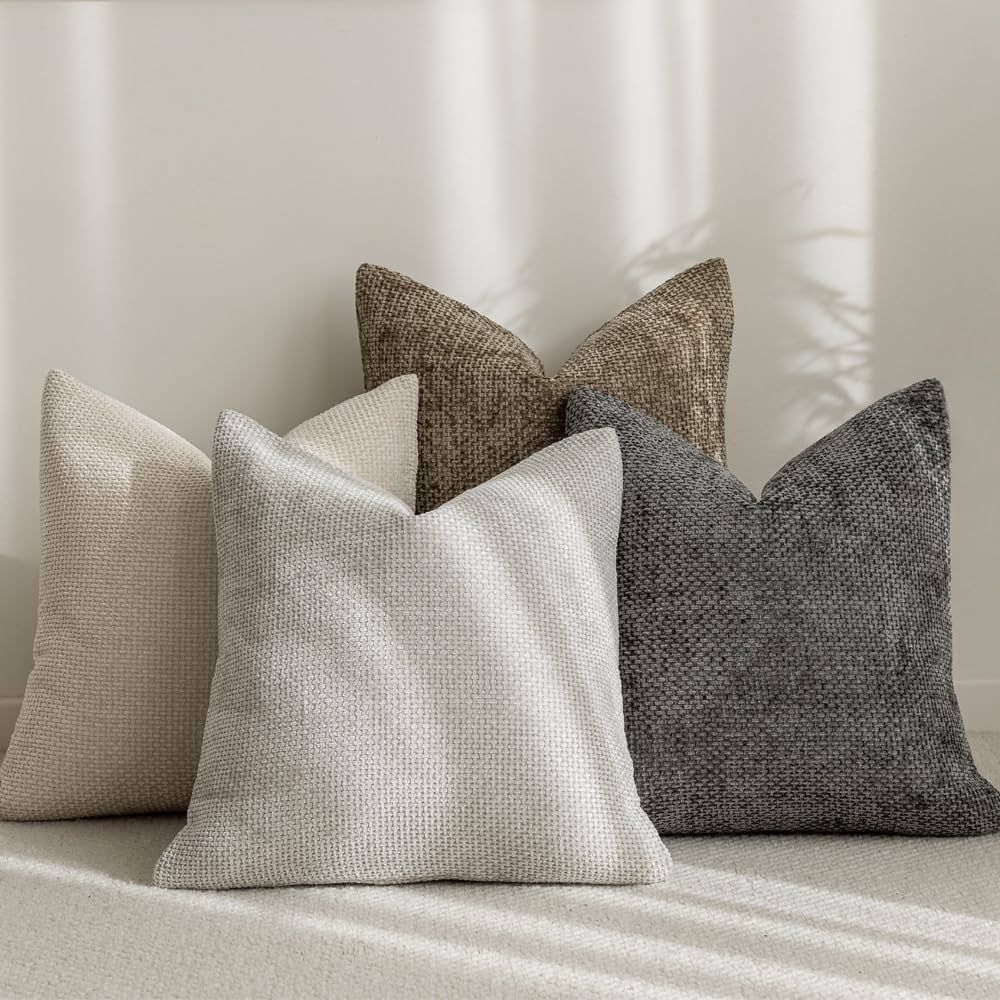 LANANAS Neutral Decorative Throw Pillow Covers 18x18 Inch for Living Room Couch Bed Sofa Farmhous... | Amazon (US)