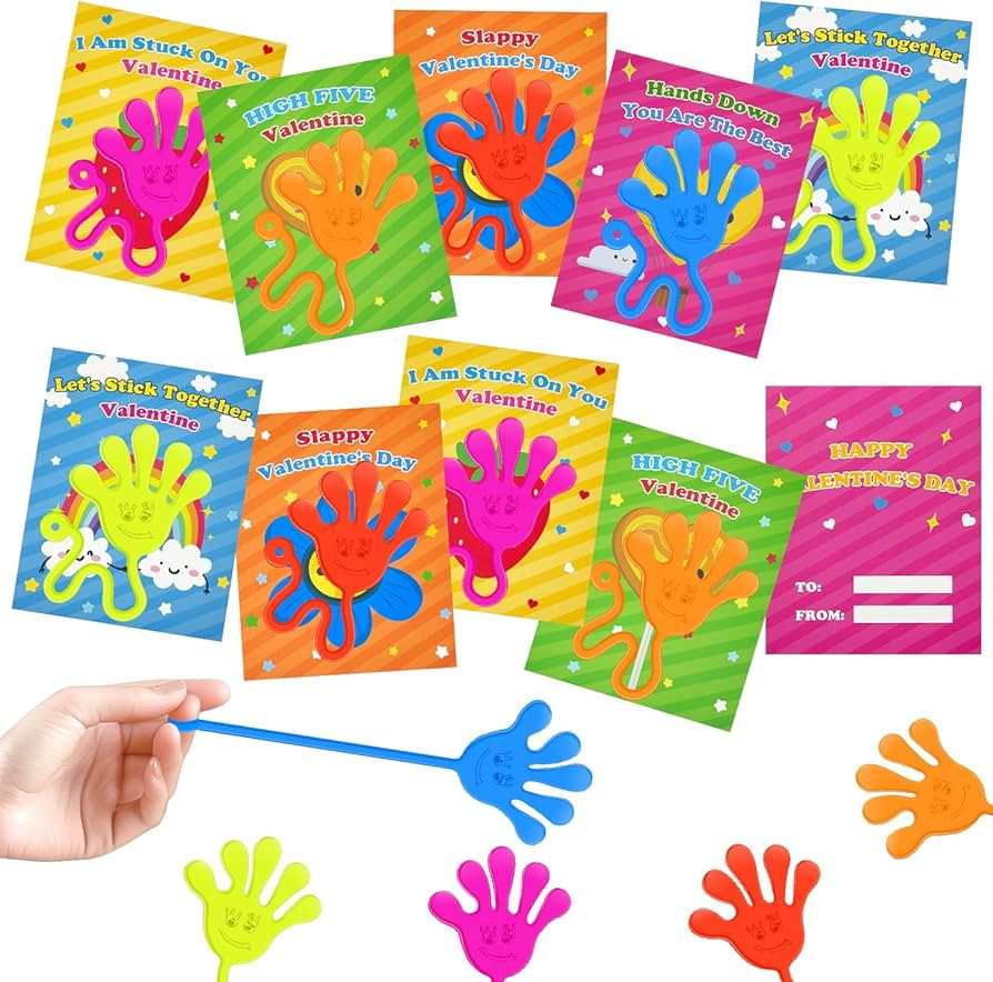 Preschool Valentines Day Gifts for Kids Classroom,28 Pack Valentine Sticky Slappy Hands Toys with... | Amazon (US)
