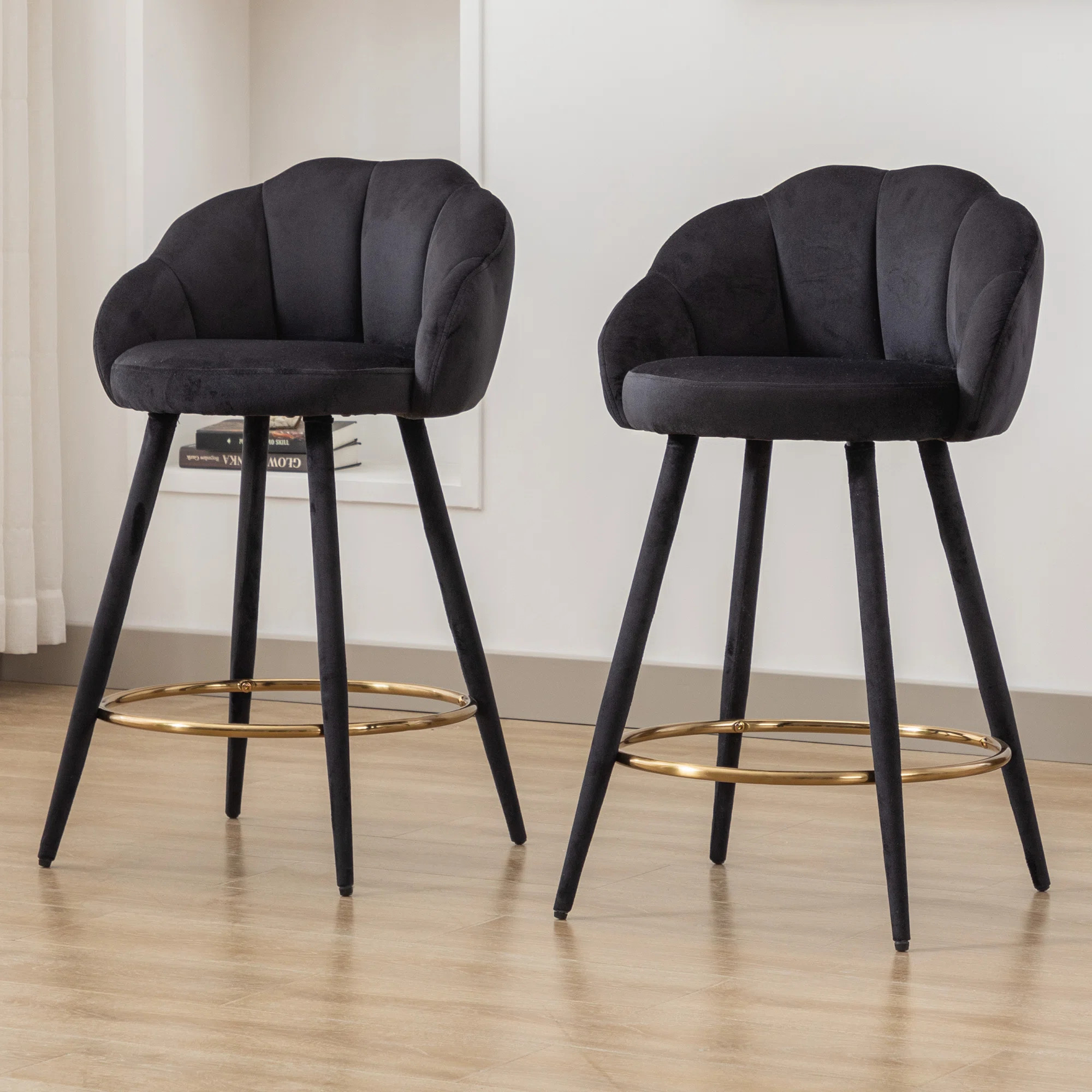 Damisi Upholstered Counter Stool with Metal Frame (Set of 2) | Wayfair North America