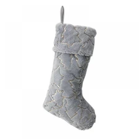 Christmas Stocking - 18 Faux Fur Xmas Stockings with Gold Sequin Tree Soft Thick Plush Xmas Stocking | Walmart (US)