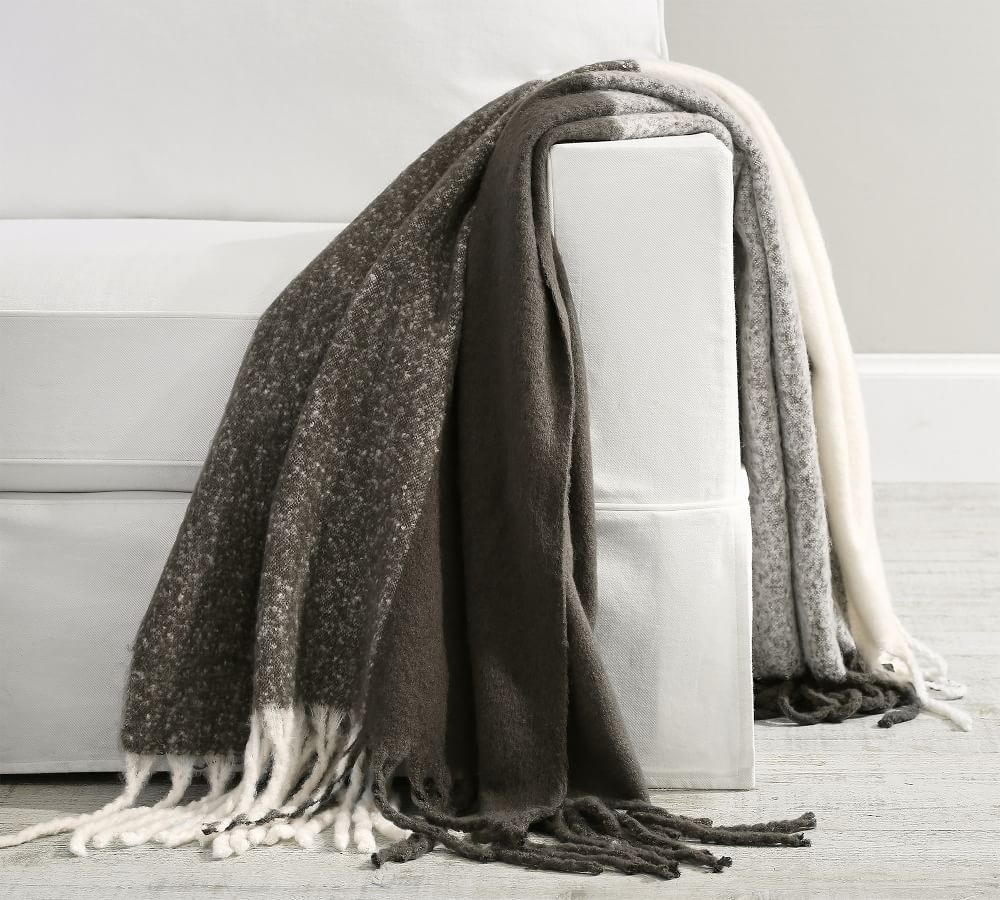 Color Blocked Faux Mohair Throw, 50 x 60&amp;quot;, Charcoal Multi | Pottery Barn (US)