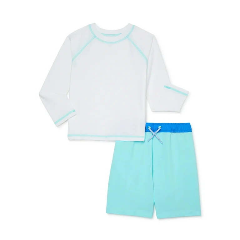Wonder Nation Toddler Boys Rashguard and Board Shorts Swim Set with UV Protection, Sizes 12M-5T | Walmart (US)