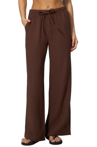 QINSEN Women's Wrinkle-Free Wide Leg Palazzo Pants High Rise Flowy Drape Drawstring Elastic Waist... | Amazon (US)