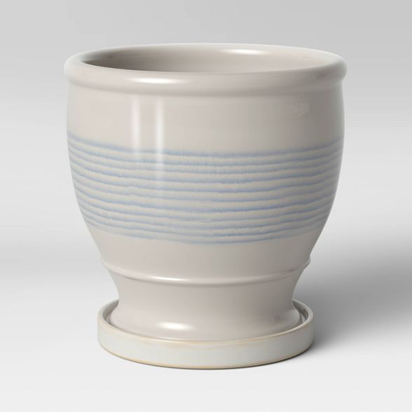 8" Stoneware Ceramic Lines Planter White - Threshold™ | Target