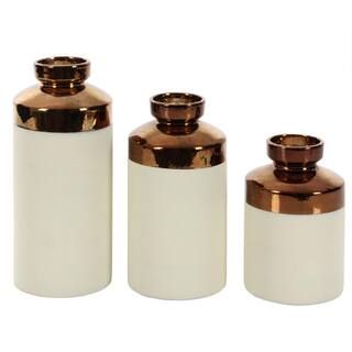 CosmoLiving by Cosmopolitan White Ceramic Contemporary Decorative Vase (Set of 3) 98781 - The Hom... | The Home Depot