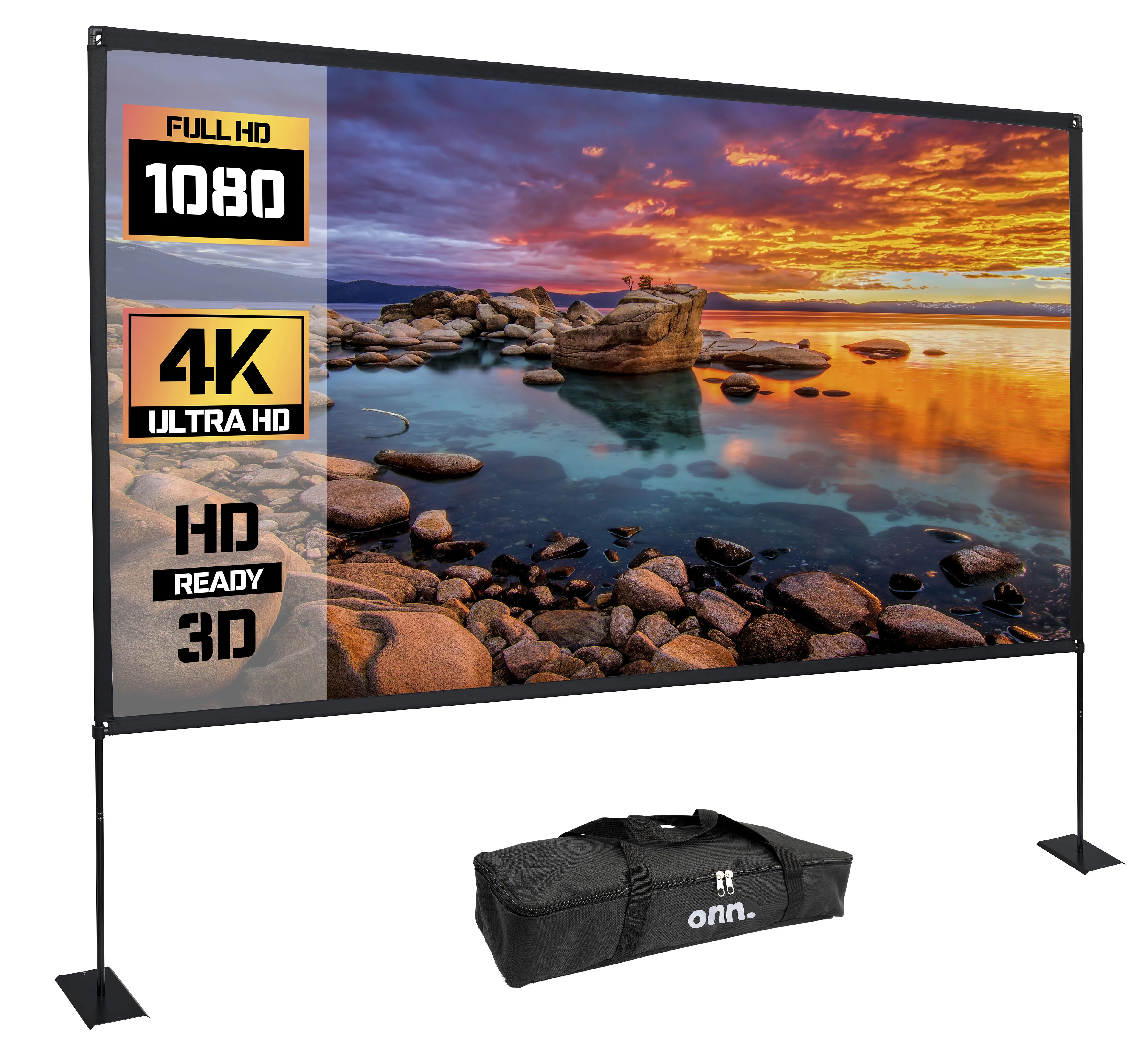 onn. 120" Portable Indoor/Outdoor 16:9 Projection Screen with Stand | Walmart (US)