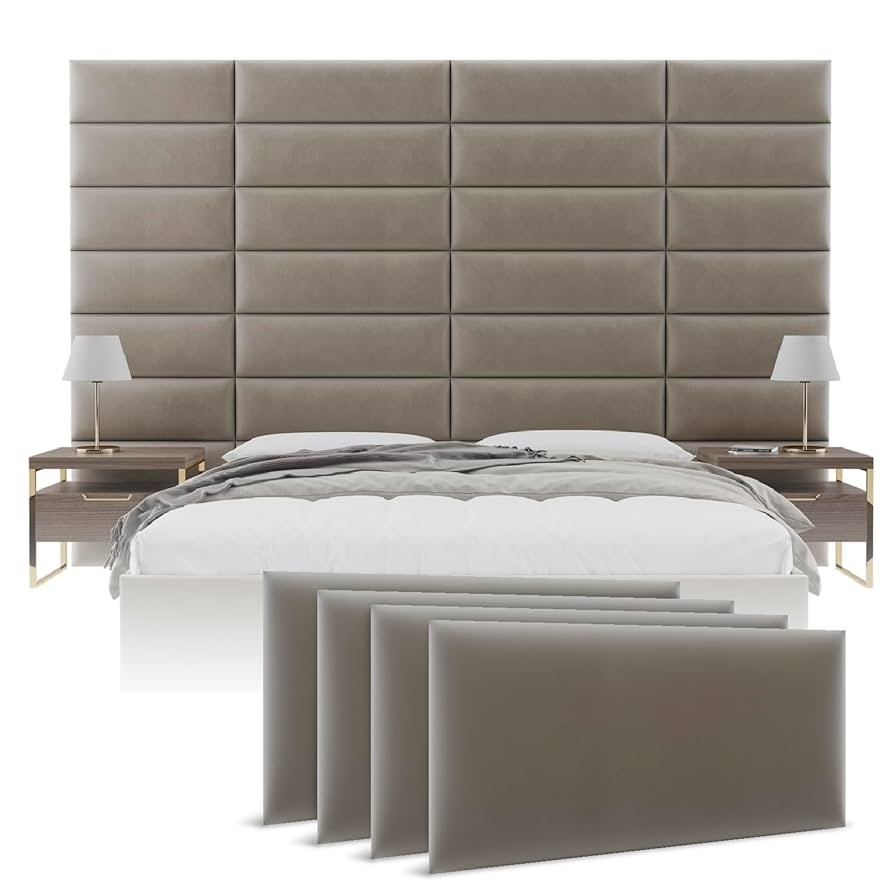 Vänt Upholstered Wall Panels - Queen/Full Size Wall Mounted Velvet Headboards - Velvet Sand Stor... | Amazon (US)